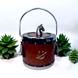 Elegant Brown and Silver Ice Bucket with Horse Design